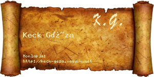 Keck Géza névjegykártya